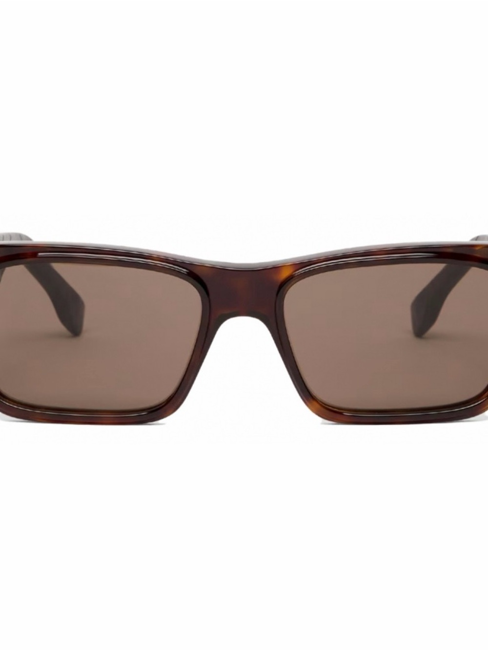 Fendi Tortoiseshell Rectangular Sunglasses with FF Logo - Brown - Picture 4 of 9